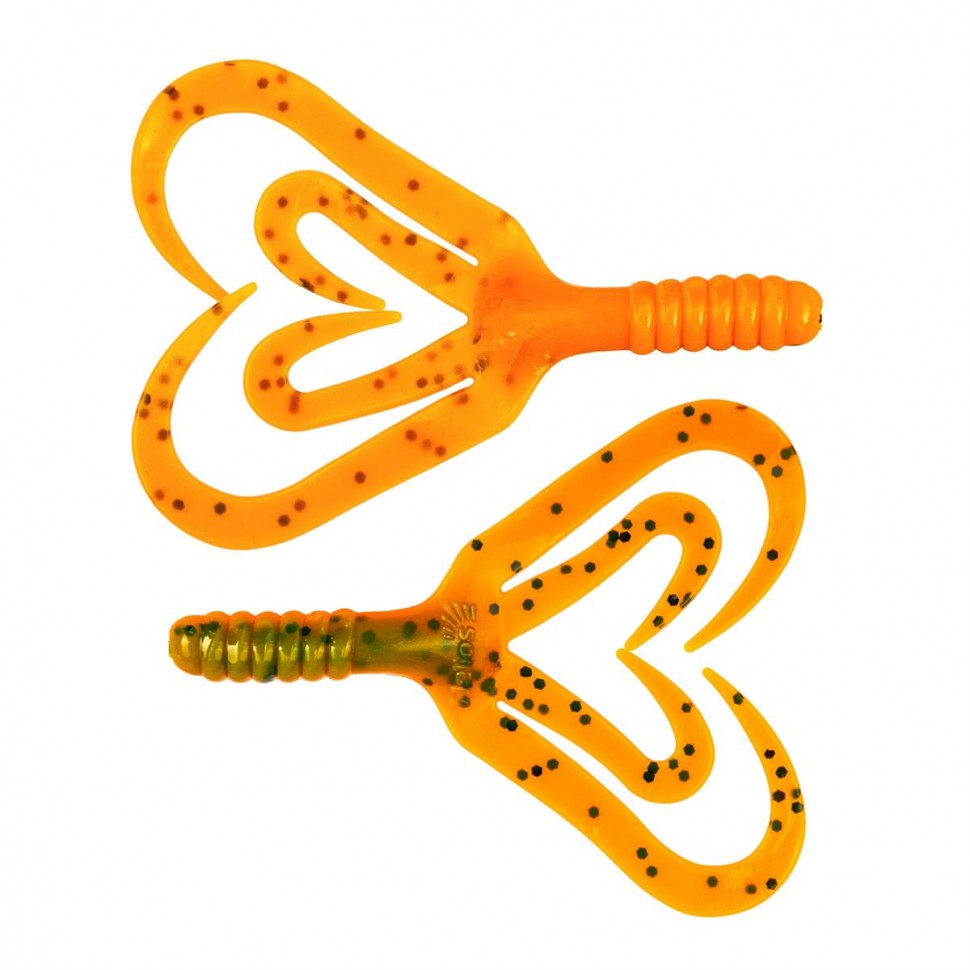 Твистер Helios Credo Four Tail 2,35"/6,0 см, цвет Pepper Green & Orange 10 шт HS-20-018 , 